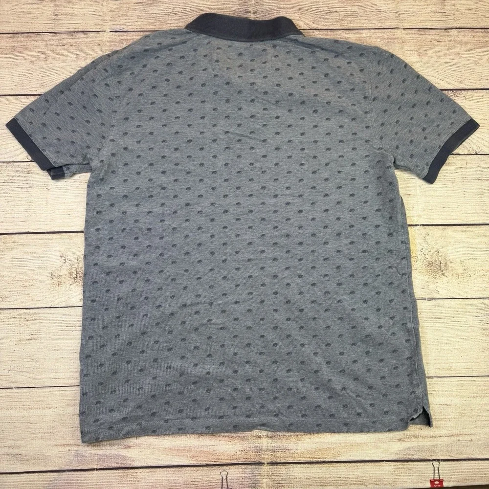 Banana Republic Men's Pique Polo Gray Organic Cotton Micro Print Medium